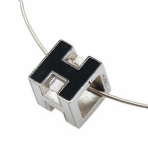 エルメス カージュ ド アッシュ Hキューブ ネックレス シルバー ブラック メタル レディース HERMES 【中古】