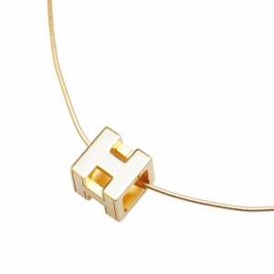 エルメス カージュ ド アッシュ Hキューブ ネックレス ゴールド オフホワイト メッキ レディース HERMES 【中古】