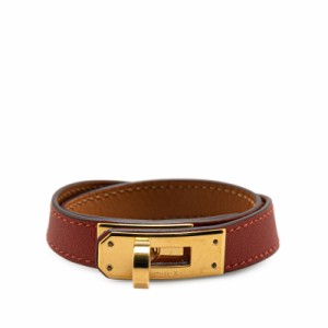 エルメス ケリードゥブルトゥール ブレスレット レッド ブラウン ゴールド スイフト レディース HERMES 【中古】