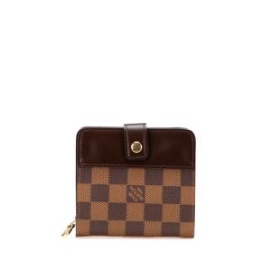 ルイ ヴィトン ダミエ コンパクト ジップ 二つ折り財布 N61668 ブラウン PVC レザー レディース LOUIS VUITTON 【中古】