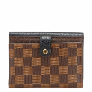 ルイ ヴィトン ダミエ ポルトフォイユ ノルマンディ 二つ折り財布 N60044 ブラウン ブラック PVC レザー LOUIS VUITTON 【中古】