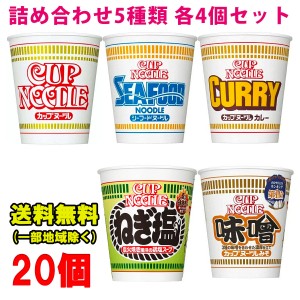 日清 カップヌードル 5種(しょうゆ・シーフード・カレー・ねぎ塩・味噌) 各4個セット（計20個）送料無料（北海道・東北・沖縄除く）