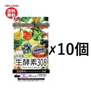 生酵素308【約30日分】1袋(60粒入り) 10セット【沖縄も北海道も送料無料】308素材凝縮 生酵素 酵素 美容 健康 サプリ サプリメント 食習