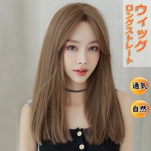 【レビュー投稿で+5%還元】ウィッグ ストレート 真ん中分け ロング 【高熱糸】 WIG 自然 簡単着用 小顔 ロングウィッグ 前髪長め ネット