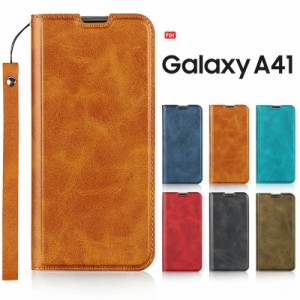 Galaxy A41 ケース 手帳型 Galaxy A41 スマホケース ストラップ付き 薄型 カード収納 閉じたまま通話