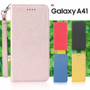 Galaxy A41 ケース 手帳型 Galaxy A41 スマホケース スマホケース ラメ風 キラキラ ストラップ付き