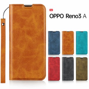 OPPO Reno3 A ケース 手帳型 OPPO Reno3 A スマホケース ストラップ付き 薄型 カード収納能 閉じたまま通話