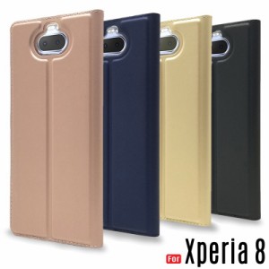Xperia 8 ケース 手帳型 SOV42 スマホケース 薄型 閉じたまま通話 カード収納 エクスペリア8 カバー 手帳型