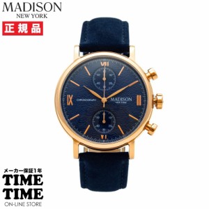 MADISON NEW YORK マディソンニューヨーク セブンス・アベニュー メンズ クロノグラフ ピンクゴールド ネイビー MA011013-4 【安心のメー