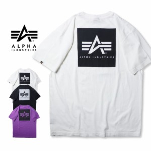 APLHA  INDUSTRIES  BOX BACK PRINT Tee メンズ アルファインダストリーズ プリントT Aマーク 半袖 ブランドロゴ アメカジ ミリタリー ブ