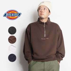 Dickies 裏毛 ハーフジップ トレーナー メンズ レディース ユニセックス 男女兼用 長袖  スウェット クルーネック ストリート  　3478643