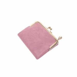 財布 レディース 二つ折り がま口 コンパクト 小さめ 2つ折り カード入れ かわいい がまぐち(ピンク)20210518gamakuti
