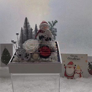 雪だるまギフト  レインボーローズ プリザーブドフラワー入りギフト ケース付き ホワイトデイ バレンタイン クリスマス
