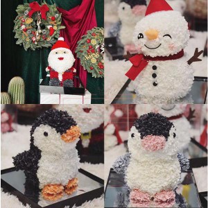 サンタ雪だるまペンギンプリザーブドフラワー 誕生日 プレゼント おしゃれ  結婚祝い バレンタインデークリスマス ギフト