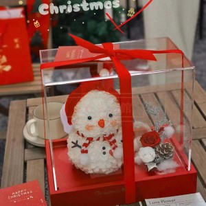 プリザーブドフラワー フラワーギフト かわいい 花  雑貨 雪だるま女の子  妻 お祝い クリスマス プレゼント 結婚祝い  バレンタインデー