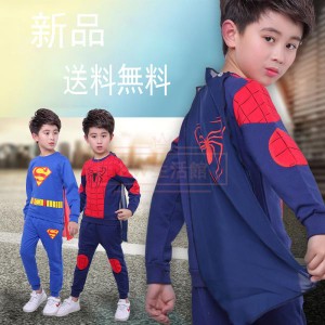 スパイダーマンSpider-Man コスプレ衣装 パーカートップス アウター 3点セット 春秋長袖 トップス仮装 子供用 キッズ用 男の子