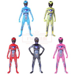 Power Rangers 子供 子ども用 人気 タイツ 全身タイツ 弾力性 伸縮性 コスチューム コスプレ 仮装 ハロウィーン 変装