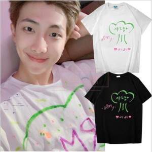 BTS(防弾少年団) RM韓流グッズ 半袖Tシャツ コート新入荷 春夏 Tシャツ 男女兼用 応援服 打歌服 ウェア ペアル