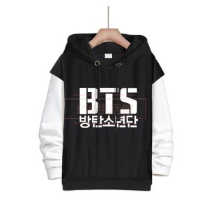 BTS(防弾少年団) コスプレ衣装 スウェット 偽2つコート 帽子付き パーカー男女兼用ジャージ春秋運動服 打歌服 応援服 韓流グッズ