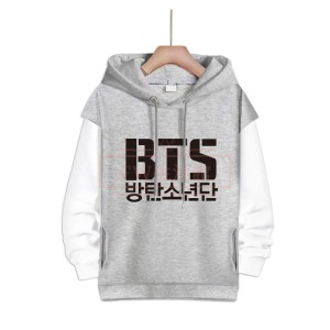 BTS(防弾少年団) コスプレ衣装 スウェット 偽2つコート 帽子付き パーカー男女兼用ジャージ春秋運動服 打歌服 応援服 韓流グッズ