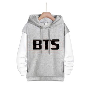 BTS(防弾少年団) コスプレ衣装 スウェット 偽2つコート 帽子付き パーカー男女兼用ジャージ春秋運動服 打歌服 応援服 韓流グッズ