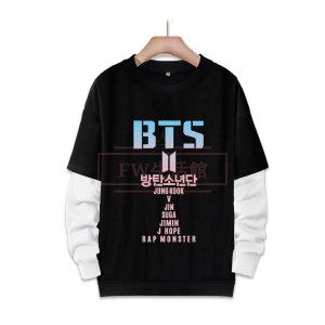 BTS(防弾少年団) コスプレ衣装 スウェット 偽2つコート パーカー男女兼用ジャージ春秋運動服 打歌服 応援服 韓流グッズ