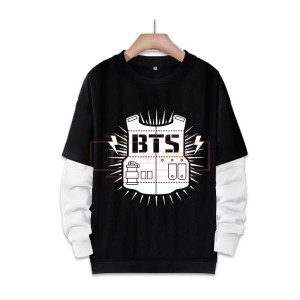 BTS(防弾少年団) コスプレ衣装 スウェット 偽2つコート パーカー男女兼用ジャージ春秋運動服 打歌服 応援服 韓流グッズ