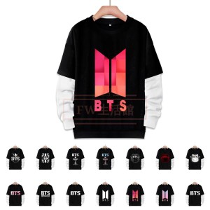 BTS(防弾少年団) コスプレ衣装 スウェット 偽2つコート パーカー男女兼用ジャージ春秋運動服 打歌服 応援服 韓流グッズ