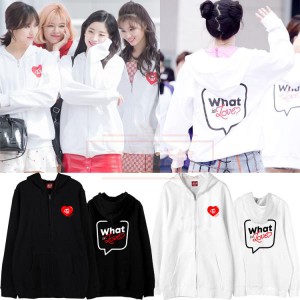 TWICE 「What is LOVE」 パーカー 韓流グッズ 春秋 フード付き ファスナー付き 男女兼用 周辺 応援服 打歌服 カジュアルウェア ペアルッ