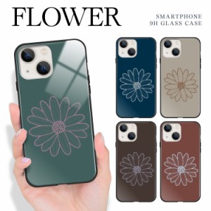 【F】iPhone 15 Pro Max iPhone14 Plus iPhoneSE (第3世代) iPhone13 mini 12 ガラス ハイブリッド スマホケース 花 フラワー デザイン i