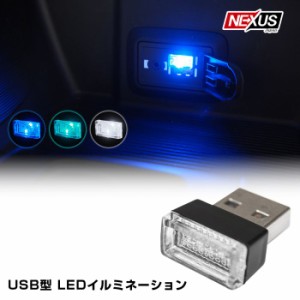 USB型 LEDライト イルミライト USB イルミ イルミネーション 車内照明 室内夜間ライト ブルー アクアブルー ホワイト ドレスアップ ネコ