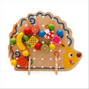 知育玩具　モンテッソーリ教具　頭脳開発　紐通し　出産祝い　木製　赤ちゃん　動物　指先ラーニング　2歳 3歳