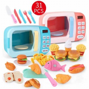 電子レンジおもちゃ ままごと 31PCS 子供キッチンプレイ セット おもちゃ 親子ゲーム ままごと遊びセット 子供用 知育玩具 ごっこ遊び