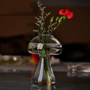 送料無料 キノコ形 フラワーベース 一輪挿し 水栽培 ガラス花瓶 オシャレ 韓流