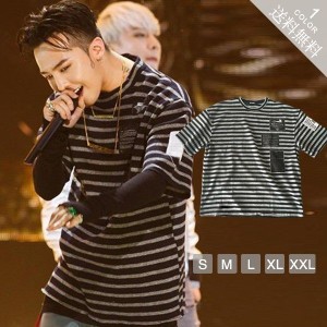 BIGBANG GドラゴンG-Dragon ボーダーｔシャツ インス同型 応援グッズ 普段着用 出演服 韓国スター ビッグバン 韓流グッズ ユニセックス 