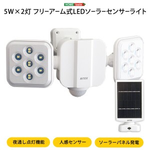 送料無料 5W×2灯フリーアーム式LEDソーラーセンサーライト＋不織布マスク 5枚入 　おすすめ 人気 おしゃれ 誕生日 プレゼント ギフト レ