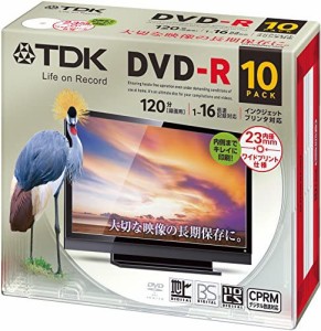 TDK 録画用DVD-R デジタル放送録画対応(CPRM) 1-16倍速 インクジェットプリンタ対応(ホワイト・ワイド) 10枚パック 5mmスリムケース DR12