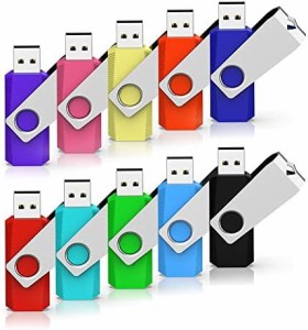 RAOYI USBメモリ8GB USB2.0 10個セット フラッシュドライブ 回転式 まとめ買い 10色 カラフル メモリスティック ストラップホール付き