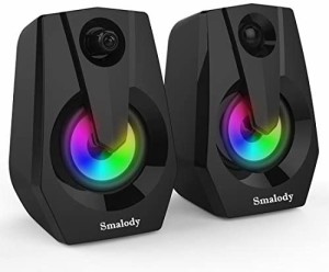 PCスピーカー USB電源 パソコンスピーカー Smalody 高音質パソコン・テレビ・ゲーム機などに対応 PS4.などゲーム用 (ブラック)