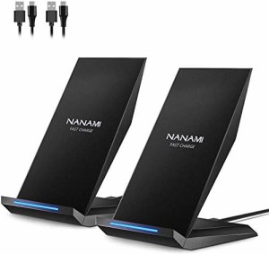 NANAMI ワイヤレス充電器 Qi急速 充電スタンド 2台セット 置くだけ充電器 15W/10W/7.5W iPhone 15/14/13/12 (Pro/Pro Max/Mini) SE第二世