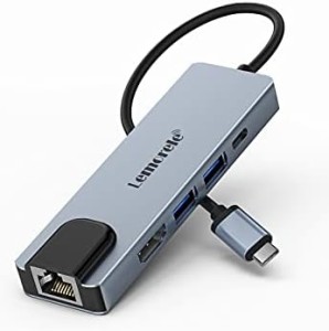 usb c hub 5 in 1 Lemorele USB TypeC ハブ 4K対応 USBC HDMI アダプターLANポート PD充電対応 ドッキングステーション MacBook Air 2020