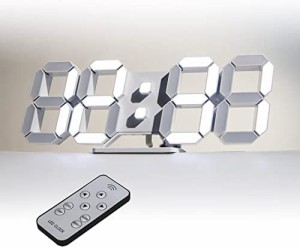 デジタル時計 LED時計 壁掛け時計 置き時計 明るさ自動感応 3D LED CLOCK 目覚まし時計 9.7インチリモコン付きナイトランプ年/月/日温度