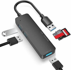 USB 3.0ハブ バスパワー LUONOCAN 小型スリムのUSBアダプター USB3.0/2.0ポート TF/SDカードリーダー 増設マルチハブ ps3/4/5 ぱそこんな