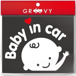 赤ちゃん 子供 乗ってます baby in car 車 ステッカー ベビーインカー 手を振る男の子 ハート kids in car おしゃれ かわいい アクセサリ