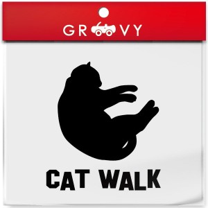 丸くなる 猫 車 ステッカー CAT WALK 猫の通り道 通路 キャットウォーク ネコ ねこ かわいい おしゃれ エンブレム シール アクセサリー 