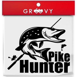 魚 釣り Pike Hunter ステッカー カワカマス ノーザンパイク カッコイイ ルアー リール ロッド ライン 車 自動車 シール エンブレム デカ
