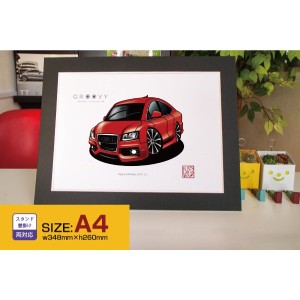 車好き プレゼント アウディ A5 車 イラスト A4版フレーム グルービー audi AUDI 納車 祝い パーツ カスタム ギフト グッズ おしゃれ か