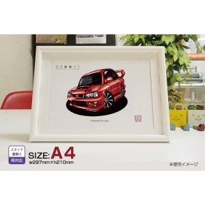 車好き プレゼント スバル インプレッサ VersionV 車 イラスト A4版高級フレーム グルービー SUBARU impreza 納車 祝い パーツ カスタム 