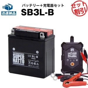 バイクバッテリー充電器+SB3L-B セット■バイクバッテリー■YB3L-B GM3-3B FB3L-B互換■12V/6V切替 星乃充電器・スーパーナットTZR50,DT1