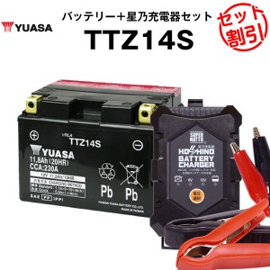 バイク用バッテリー TTZ14S 密閉型 台湾ユアサ YUASA 正規代理店・保証書付き バイクバッテリー＋星乃充電器2点セット ■YTZ14S FTZ14S S